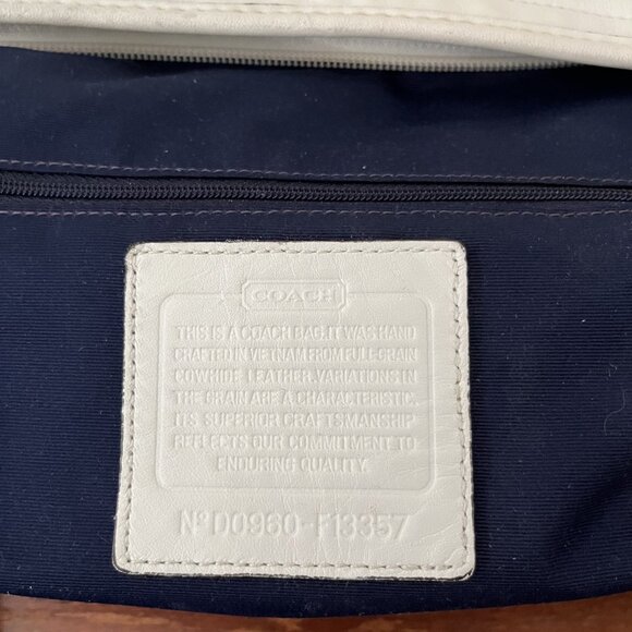 Coach Rugby Duffle Leather Bag White and Tan Stripes (relisted) - Picture 4 of 11